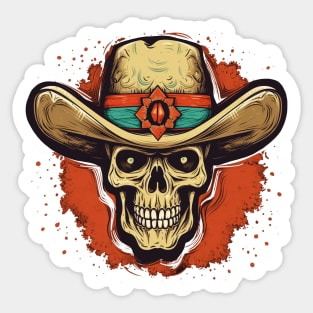 Cowboy Skull With Retro Elements Sticker